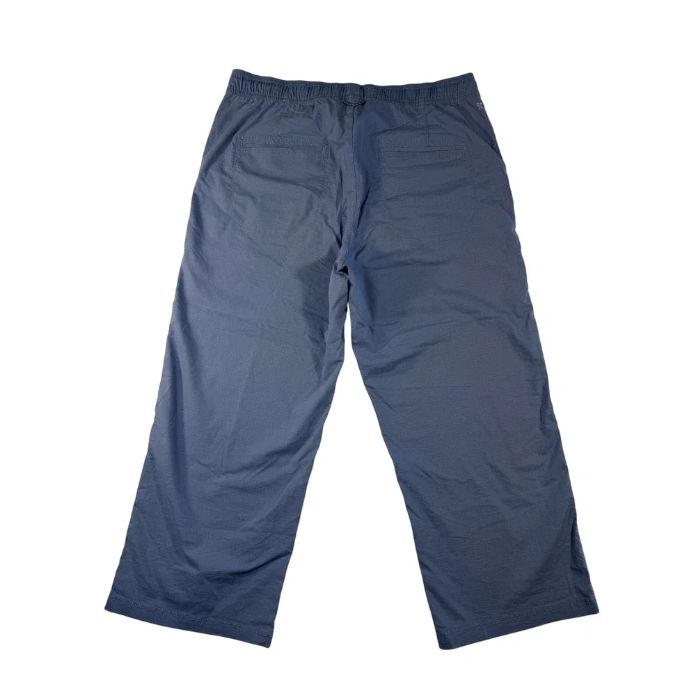 Title Nine Clamber Pants Womens Large Blue Wide Leg Crop Drawstring Outdoor